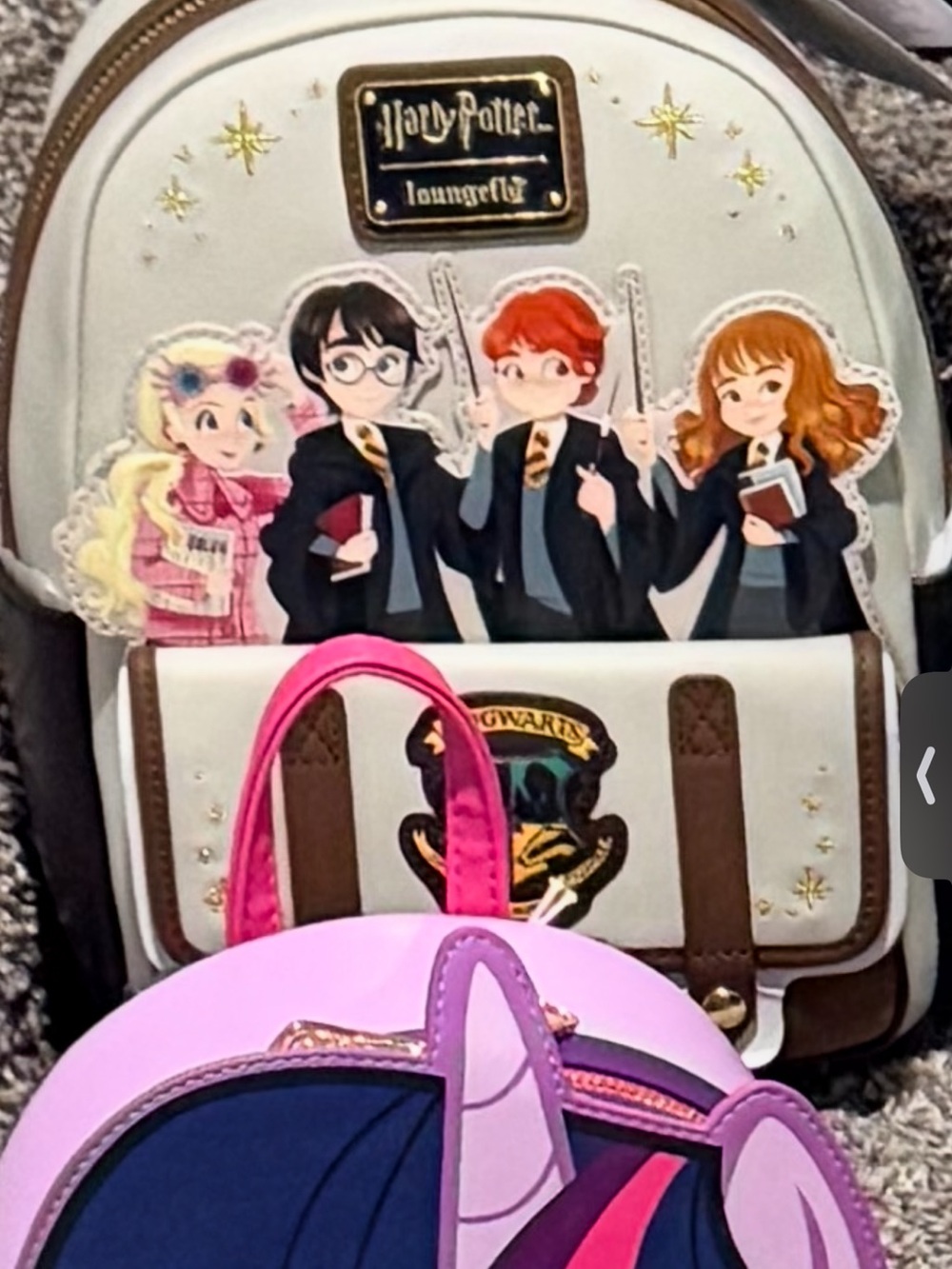 Loungefly Cream Harry Potter Crew Backpack with Gold Accents